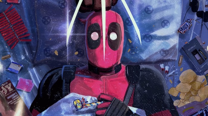 Deadpool with Wolverine's Claws and Snacks