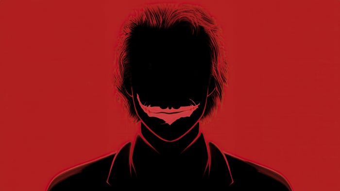 The Joker silhouette with a red background
