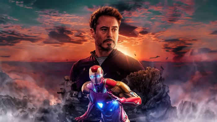 Iron Man in a Dramatic Sunset Landscape