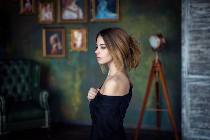 Girl in Black Clothing Indoors