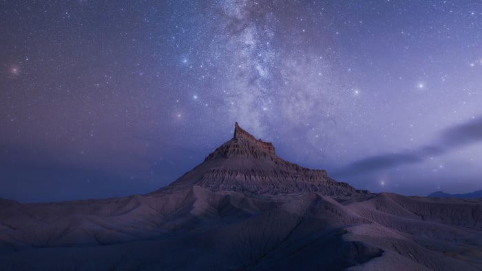 Milky Way Over a Desert Mountain Peak