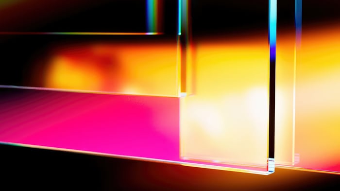 Abstract Glass with Colorful Light Refractions