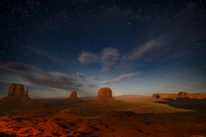Monument Valley Under a Starry Night Sky