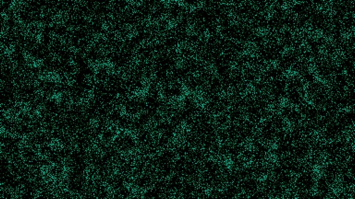 Abstract pattern of teal pixels on black