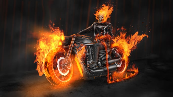 Ghost Rider on a Roaring Bike