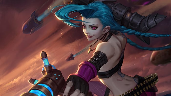 Jinx from League of Legends with weapons