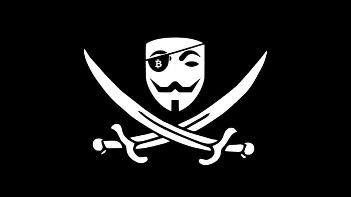 Anonymous Pirate Flag with Bitcoin Symbol