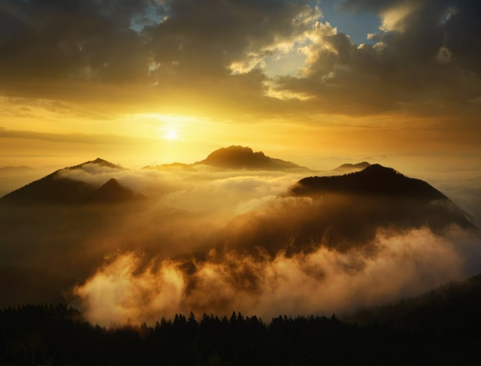 Golden Morning Over Bavarian Alps in Germany