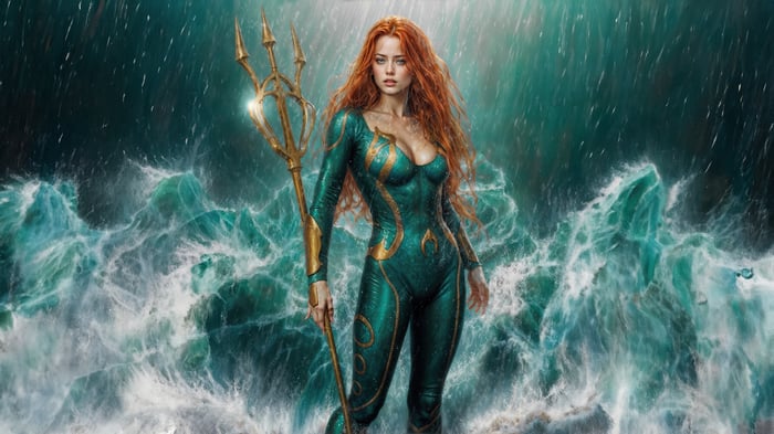 Mera with Trident in Stormy Seas