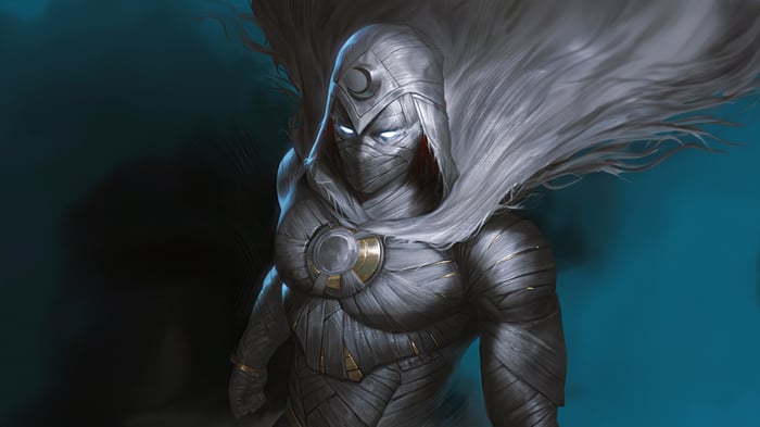 Moon Knight in his mummy-like costume