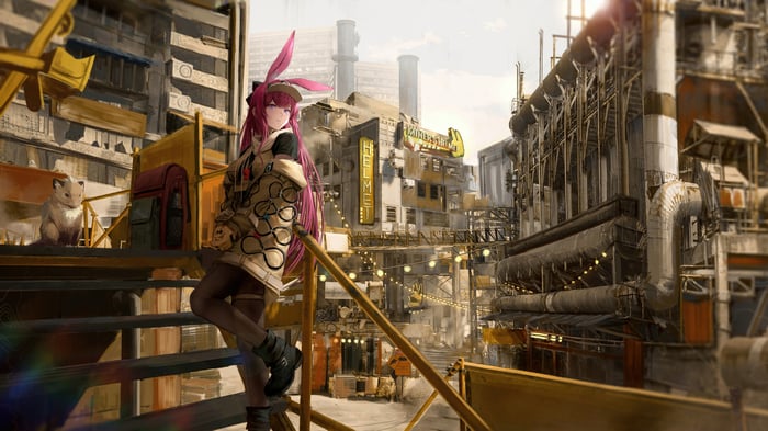 Ray Arknights in a Cyberpunk City
