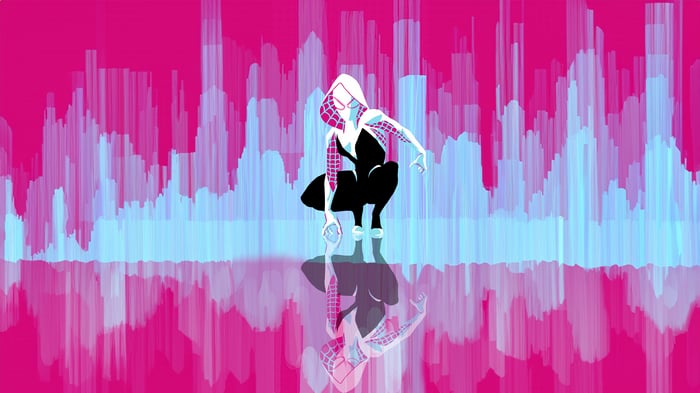 Gwen Stacy in a stylized city