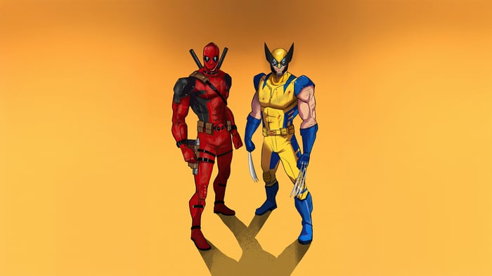 Deadpool and Wolverine standing together