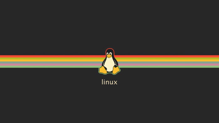 Linux Tux Penguin with Rainbow Stripes