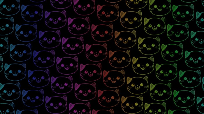 Abstract pattern of colorful cat faces