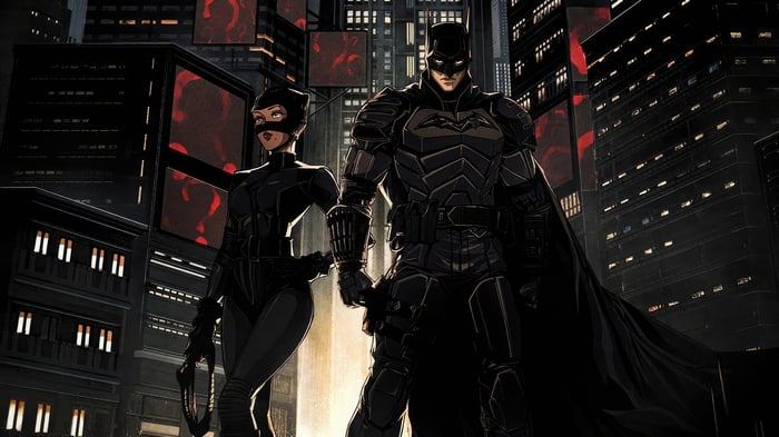 Batman and Catwoman in Gotham City