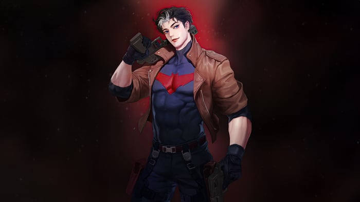 Red Hood holding a gun