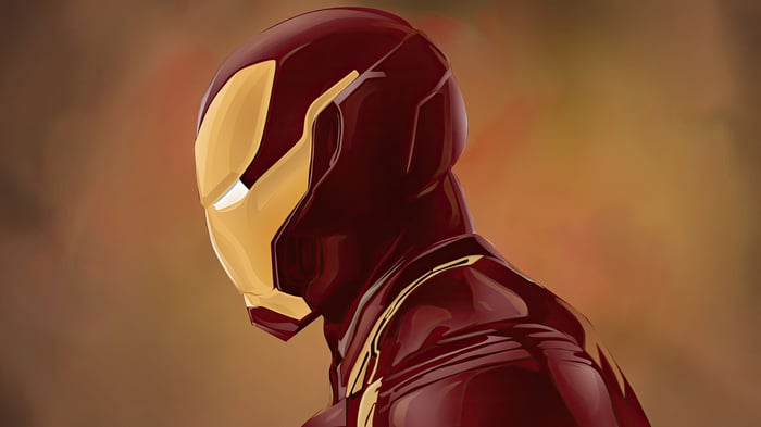 Iron Man in a red and gold suit