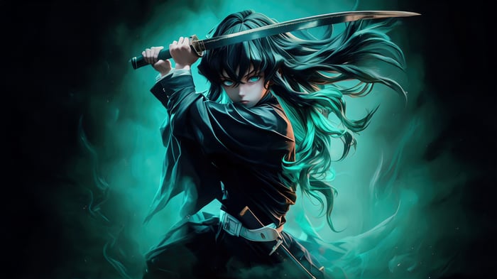 Muichiro Tokito from Demon Slayer with Sword