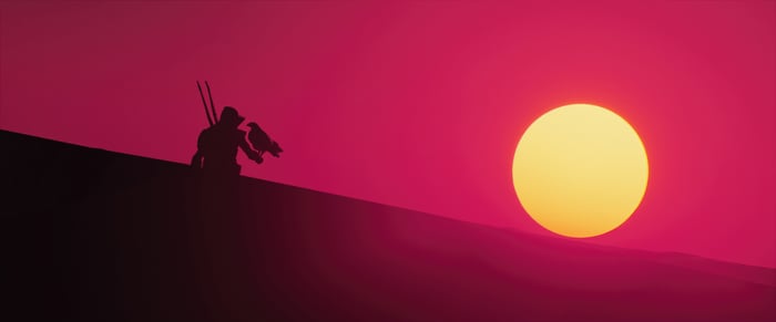 Assassin's Creed Origins Silhouette with Falcon