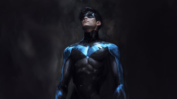 Nightwing in a blue and black suit