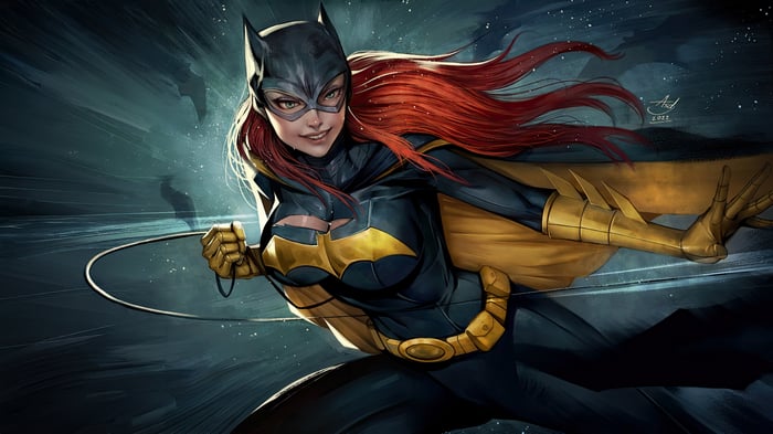 Batgirl holding a grappling hook