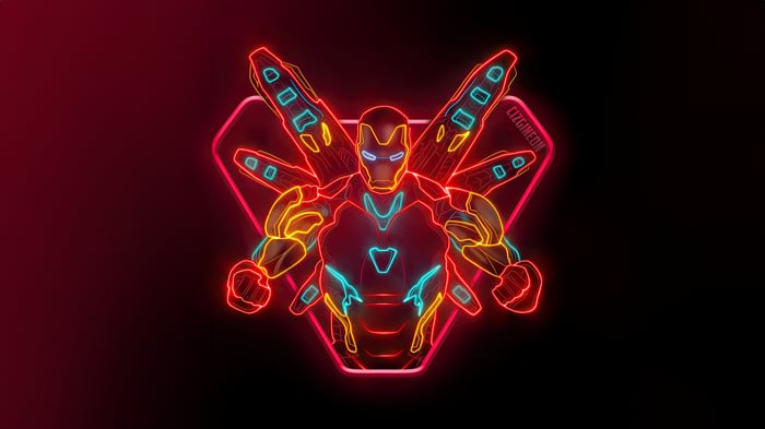 Iron Man Neon Art with Wings