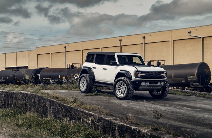 White Ford Bronco Raptor with Vossen Wheels