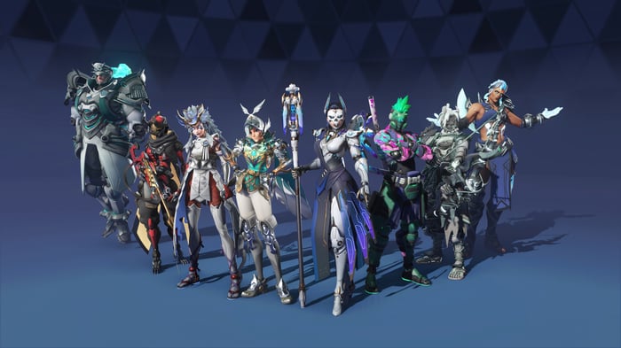Overwatch 2 characters in various armor sets