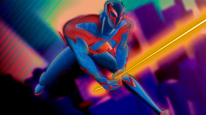 Spider-Man 2099 with a yellow energy sword