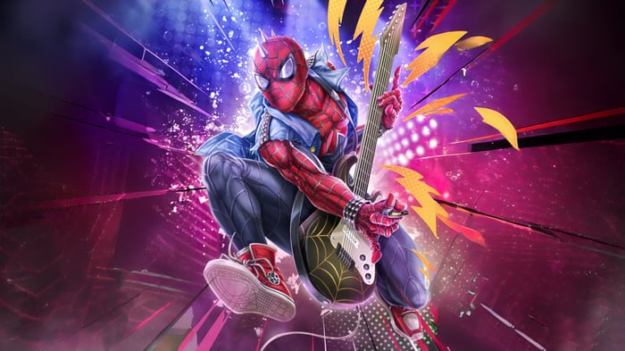 Spider Punk Playing Guitar on Stage