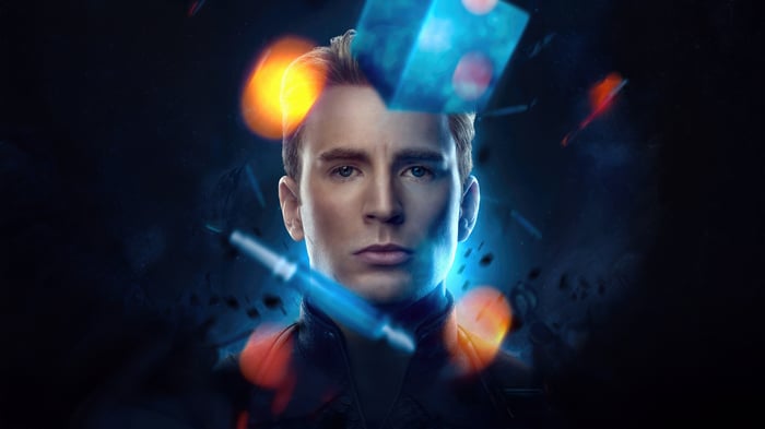 Captain America with glowing objects