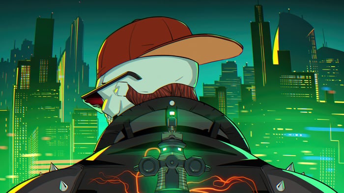 Magnavolt X Plythe in a futuristic city