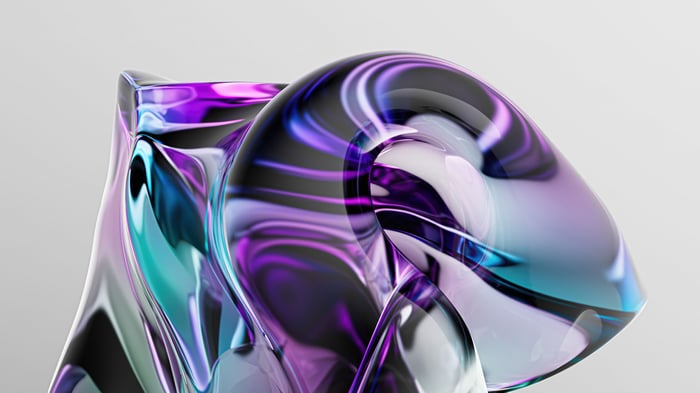 Abstract Glass Sculpture with Purple and Teal Hues