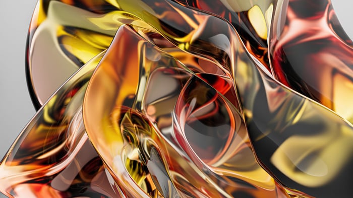 Luminous Orange Glass Abstract Flow