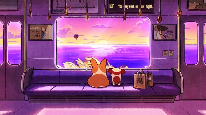 Cute Doggies Enjoying the View from a Train