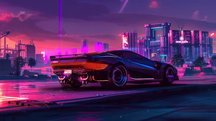 Delorean Sonic Surge in a Cyberpunk City