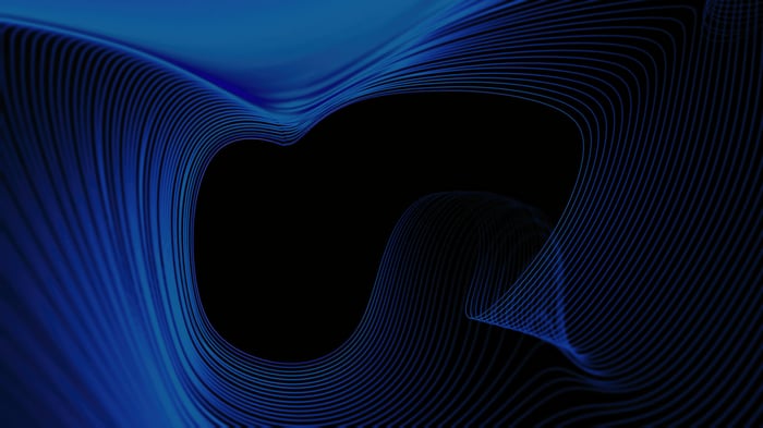 Abstract blue and black swirling lines