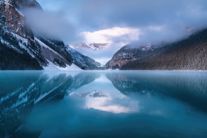Lake Louise Winter Reflections in Banff National Park