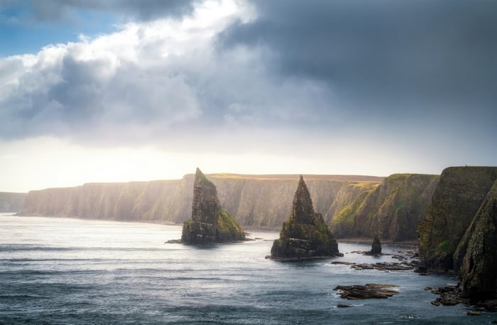 Sea stacks and cliffs at Duncansby Head, Scotland