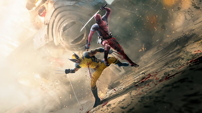 Deadpool and Wolverine fighting