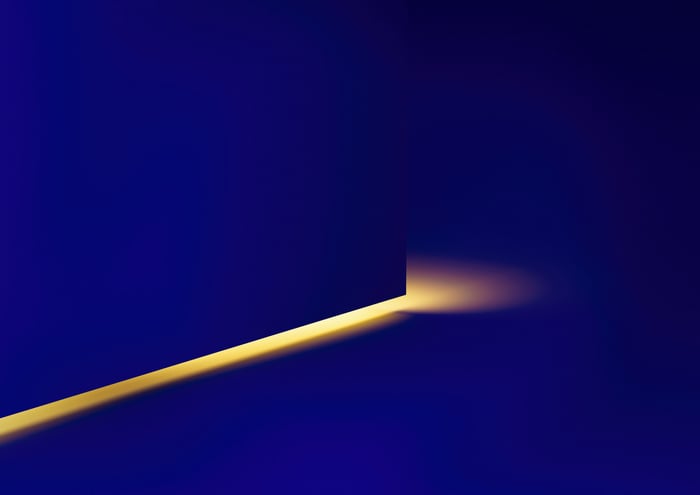Abstract yellow light in a dark room
