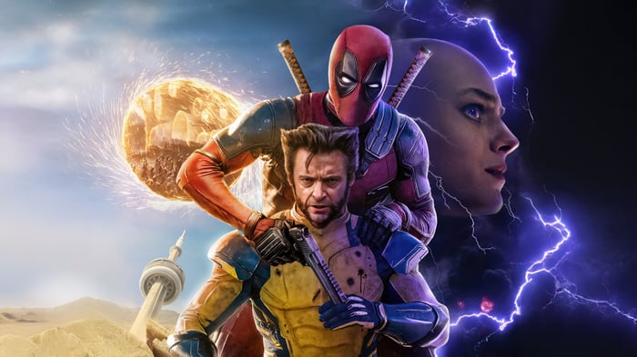 Deadpool and Wolverine in a heroic pose