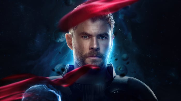 Thor with Red Cape and Blue Energy