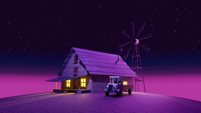 Courage the Cowardly Dog's house at night