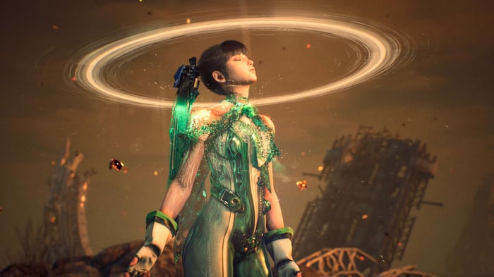 Stellar Blade Game Character with Glowing Energy