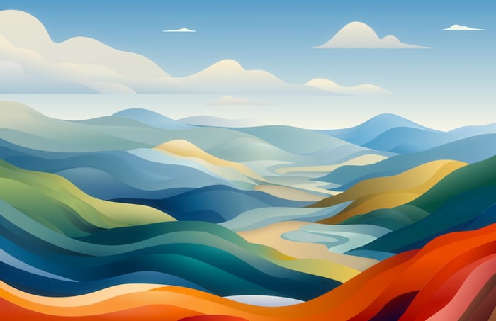 Abstract landscape with rolling hills and sky