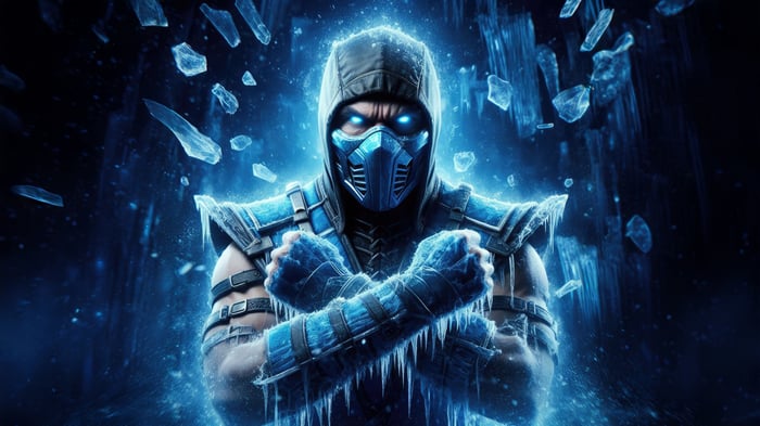 Sub Zero from Mortal Kombat surrounded by ice