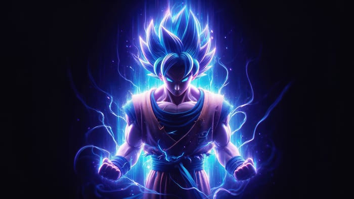 Goku in Super Saiyan Blue form with blue aura