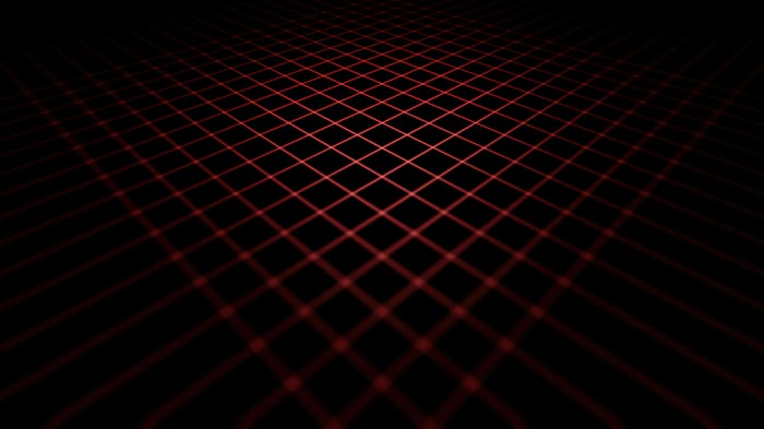 Red Grid Lines on Black Background